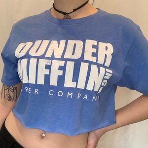 The Office Dunder Mifflin Paper Company blue crop top